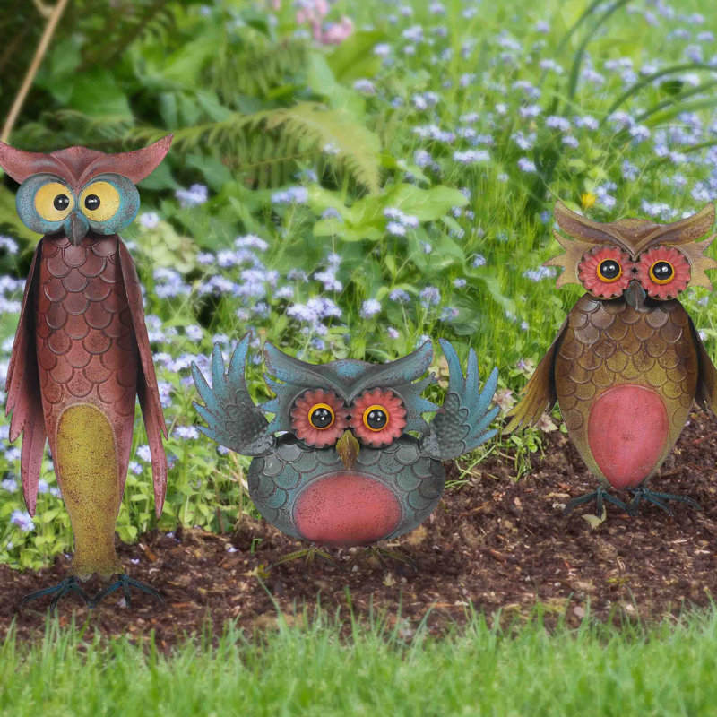 Sunjoy Whimsical 3 Piece Owl Garden Statue Set & Reviews Wayfair